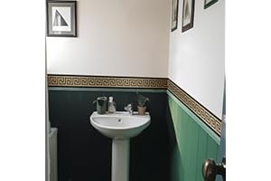 FUNLIFE 2 Rouleaux Frise Murale géométrie, Imperméable plinthe pvc, Convient pour les cuisines, Salle de Bains, Plafond, Salon, Chambre Décoration plinthe adhesive 10cm X 200cm Brossé Ddoré