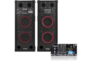 FENTON 2x Dual 8" Active Powered Party Speakers with Bluetooth MP3 SD USB Mixer 800W