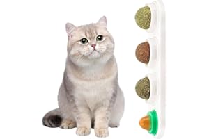 MILIAFLICK 4 Stück Katzenminze Balls Spielzeug für Katze Drehbare Katzenminze Ball Katzenminze Ball 4 in 1 Catnip Ball Wandbälle mit Katzenminze Spielzeug 360° Drehbare Wand Catnip Balls Toys für Katze