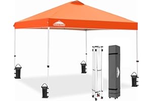 EAGLE PEAK Tonnelle de Jardin Pliable 3x3m Pop-up Gazebo Tente Pliante Pavillon，avec Sac de Transportable à Roulette pour Camping, Plage, Jardin, Couleur Orange