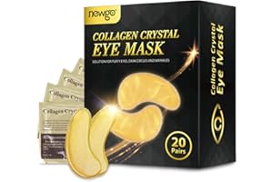 NEWGO Almohadillas para los ojos hidratantes con hialurónico y vitamina E para una zona de los ojos perfectamente humedecida, máscara de ojo de colágeno, parches Under Eye, 20 pares