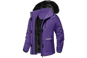 Voqeen Giacca Sci Donna Inverno Impermeabile Neve Giubbotto Invernale Montagna Antivento Pile Giacca Neve con Cappuccio Staccabile per Donne