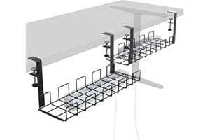 Uchwyt na kable do biurka – montaż bez narzędzi w czterech sposobach – przechowuje kable i listwy zasilające (2x rozmiar M, wzór siatki, KD Essentials)