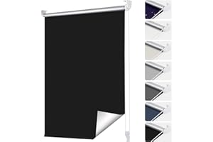 smartdemo Verdunklungsrollo ohne Bohren & mit Bohren, Klemmrollo Fensterrollo Schwarz 90x140cm (BxH), Thermorollo Sichtschutz und Sonnenchutz, Klemmrollo rollos für Fenster & Tür