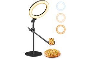 LUXSURE Ringlicht mit Stativ und Handyhalter 10 Zoll Handy Ringlicht Fernbedienungen Dimmbare LED Tischringlicht Kompatibel mit Smartphone für Live, Vlog, YouTube, TikTok, Make-up Fotografie