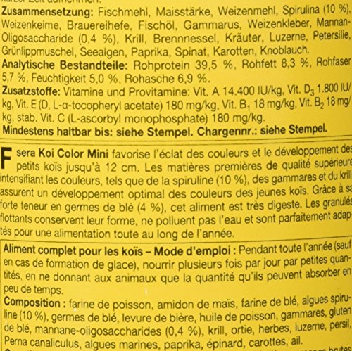 sera 07052 KOI Color Mini 1000 ml (2 mm) das Farbfutter für die optimale Farbentwicklung von Koi bis 12 cm - 2