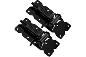 SKYSEN Self-Closing Gate Hinges for Wooden Fences, 2-Pack Heavy Duty Adjustable Gate Hinges Black with Screws and Adjustment Tool for Vinyl/Metal Fences