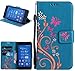 Produktbild Roreikes Sony Xperia Z3 Hülle, Slim Retro Schmetterling und Blume PU Leder Bookstyle Handyhülle Tasche Flip Wallet Case mit Strap Portable Handytasche Anti-Scratch Shell Cash Pouch ID Card Slot Magnetverschluss Etui Soft Silikon Back Cover Folio Schale Schutzhüllen für Sony Xperia Z3 - Blau