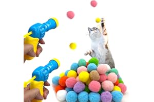 Wugauwor 80Pcs Katze Bälle mit 2 Katze Ball Launcher, interaktive Indoor Katze Spielzeug, Plüsch Katze Teaser Ball, Katzen Ball Spielzeug für Katze Bereicherung, Katze Pom Pom Bälle, Kitty Spielzeug