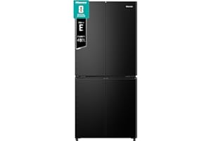 Hisense RQ5P470SAFE, Frigorifero Americano Quattro Porte, Classe E, Black Inox, Total No Frost, WiFi, Metal cooling, Zona convertibile, 483 litri, Controllo elettronico touch