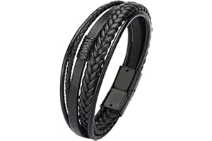 Gruvox Mens Bracelet Leather Bracelets for Men Premium Leather Bracelet for Men Braided Wristbands Bracelets Rope for Men Boys Leather Bracelet Mens Rope Bracelets Mens Jewellery