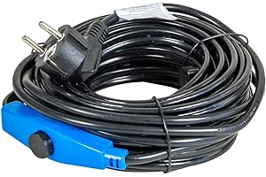 horizont Câble chauffant antigel avec thermostat de 8 m, idéal pour conduite d'eau ou comme chauffage des plantes, chauffage de gouttière étanche, chauffage de gouttière autorégulateur, chauffage