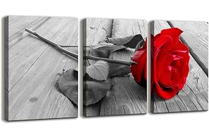 Youshion Art Canvas Print Wall Art Painting for Living Room Decor and Painting Wall Art Decor Framed Wall Decor Artwork Office Art Ready to Hang for Home Decor (12x16inches3pcs, Pink Rose Flower)