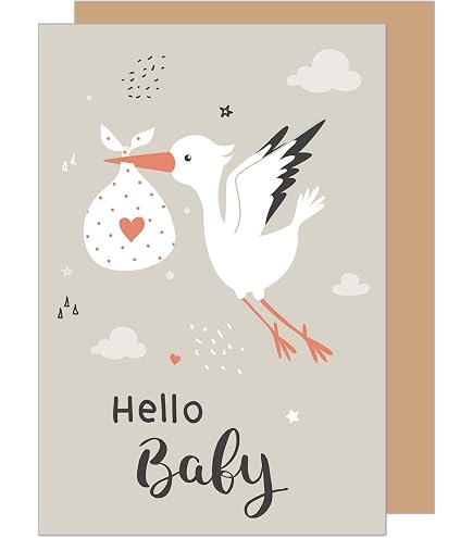 Carte De Félicitations Bébé "Oh BABY" Avec Canards - Dorée - Camden Graphics