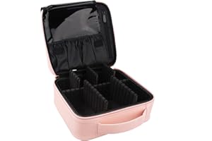 LUOGE Neceser maquillaje para mujer y niña, portátil bolsa de maquillaje profesional, bolsa de maquillaje, bolsa de almacenamiento de cosméticos, bolsa de transporte de tela Oxford impermeable, color rosa