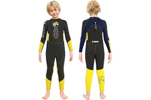 Gogokids Kids Wetsuit Boys Neoprene Swimsuit, Children 2.5mm Thermal One Piece Full Wetsuit Warm Thicken Swimwear Sun Protection Diving Suit UV 50+