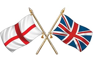 TOTALLY GRAPHICS England St George/Union Jack Crossed Flags (small 69mm x 138mm) Sticker