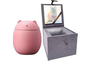 DoInFun Urns for Ashes, Handicrafted Matte Ceramic Cat Ashes Urns Small Pets Ashes Keepsake Memorial Gift, Ashes Holder with Exquisite Box-Pink Large