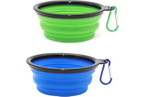 COOLON Collapsible Dog Bowl,Collapsible Dog Water Bowls for Cats Dogs, Portable Pet Feeding Watering Dish,Portable Dog Water Food Bowl with Carabiner (Small(350ML), blue+green)