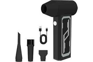 LX-VIECKDUN Compressed Air Duster, 125000RPM Cordless Electric Air Duster, 3 Gear Adjustable Reusable Air Blower Duster with LED Light for PC, Rechargeable Violent Turbo Fan Blower for House,Outdoors and Car Use