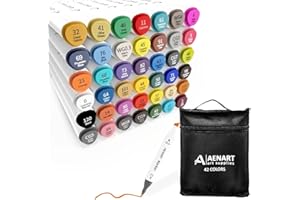 AEN ART Markery alkoholowe, 42 markery artystyczne z podwójną końcówką, trwałe markery graficzne dla dzieci i dorosłych, długopisy artystyczne do rysowania, szkicowania, graffiti, manga, projektowanie anime