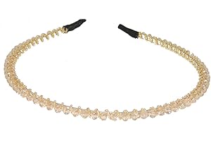 GLAMOUR GIRLZ Ladies Single Row Gold Sparkle Evening Bridal Headband Alice Band Clear
