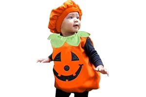 TOPGROWTH ACCESSORIO Halloween Costume Zucca Bimbo Tutina Tutine Neonato Invernali Completo di Halloween Bambina Tutina Pagliacetto Bambino Neonata Unisex Body Vestito Halloween Neonati Vestito da Carnevale