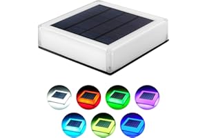 ILIKEPOW Solar Lights Outdoor Lighting Colour Changing for Posts, Deck, Fence, Patio, Garden, Pond, Swimming Pool Post Cap Lamp Waterproof RGB Colours