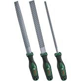 Bosch 3-piece rasp set (including sturdy wood rasp set, flat, semi-round and round grater; hard carbon steel; shaft long