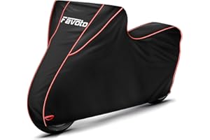 Favoto Telo per Moto Esterno Impermeabile Coprimoto Copri scooter di 300D OXFORD con Rivestimento PU e Cuciture Termosaldate, Resistente a Pioggia Neve Polvere Vento 265 x 105 x 125cm (Rosso Nero)