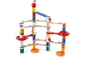 Hape Quadrilla Super Spiralburg - Murmelbahn aus Holz Erweiterungsset mit Spiralkreiseln, einer Xylophon-Schiene und Spirale, fördert Motorik & logisches Denken, für Kinder ab 4 Jahren