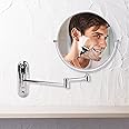 medla Magnifying Wall Mirror 10 x 8 Inch Dual Sided Bathroom Makeup Mirrors Round Vanity Shaving Mirror with 360°Swivel and Extendable Arms for Home Hotel or SPA