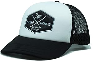 DRESSED IN MUSIC PLAY WITH ME asquette Trucker pour Homme - Visière Semi courbée - Taille Unique - 5 Panneaux - Ajustable par réglette Plastique rétro Snapback - Surfer sur Le Pays Basque