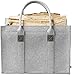Produktbild Fine Filz Holztasche / Kaminholztasche aus reinem Merinowollfilz in verschiedenen Filz- / Lederkombinationen - 100% Handmade in Germany (Light Grey Melange / Stone Grey)