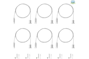 LIANGDIAN 6 Pezzi Cavo Metallico 1 m Acciaio Inossidabile Corda Appesa Lampada Filo Metallico Strumento Regolabile Kit Filo Appeso Lampada Sospensione Cavo in Acciaio per Lampada Immagine, Argento