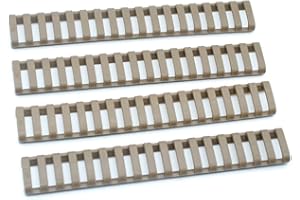 TRIROCK 4-Pack Tan/FDE Heat Resistant Rifle Handguard Protector Rubber Ladder Rail Cover Fits Weaver Picatinny Rail