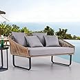 BRISHI Outdoor/Pool Side/Garden/Balcony/Porch/Backyard/Terrace/Patio/Beach/Sofa Sunbed Wicker and Rattan Daybed (Brown/Grey)