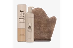 Filter By Molly-Mae Sunkissed Bundle | Medium Self Tan Mousse | Fast Drying Streak Free Fake Tan | Bronzed Glow | Large Double Sided Velvet Soft Tanning Mitt | Perfect for Face and Body Application