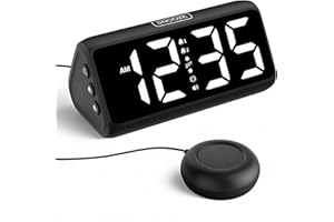 NETZU Wecker Laut für Tiefschläfer, Lauter Wecker mit Vibration, Doppelalarm, LED-Anzeige, 5 Helligkeitsstufen, 4 Lautstärken, Snooze, Vibrationswecker für ältere Menschen Teenager Gehörlose Hörgeschädigte