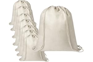 PUBLICLICK 10 Mochilas poliester Sublimación, moderno diseño acabado nature y cordón autocierre . Bolsa Sublimación, medida 34X42cm