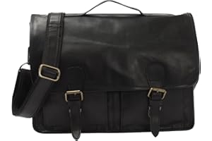 LECONI Attaché-case Bag messenger pour Dames + Hommes Sacoche en cuir Look vintage Sac collège Cuir 38x28x8cm LE3009