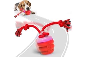 FLERDMAU Interactive Dog Toys – Dog Balls for Small Dogs, dog toy for boredom, Active Rolling Ball with Tail for Dogs, Rechargeable moving dog ball for Puppies and Pet (red)