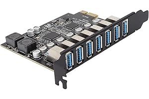ASHATA Scheda di Espansione PCIE a 7 Porte, Scheda di Espansione PCIe Ad Alta velocità da 5 Gbps a USB 3.2 per Scheda Host PC Desktop, Supporto per 11/10/8/7/XP e Linux