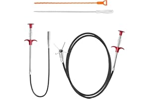 CUEMOON 4 sztuki środków do czyszczenia odpływów, 200 cm/90 cm, chwytak ze szczotką odpływową, teleskopowy uchwyt do czyszczenia odpływu, toalety, spirali, chwytak teleskopowy, do kuchni, łazienki