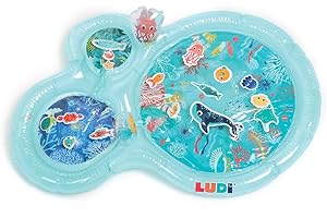 Ludi - Tapis d'eau Marin - Grand Tapis d’Activités Sensorielles pour Éveiller Bébé - Développer la Motricité - 16 Animaux Marins - À Partir de 10 mois