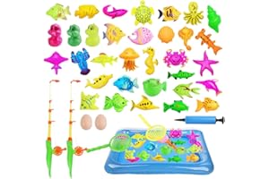 LUFEIS Giocattolo Pesca Magnetico, 41 Pezzi Gioco Pesca Pesci Calamita, Canna da Pesca Bambino Giocattolo, Giocattoli da Bagnetto per Bambini Vasca da Bagno Giocattoli Educativi per Ragazzo e Ragazza