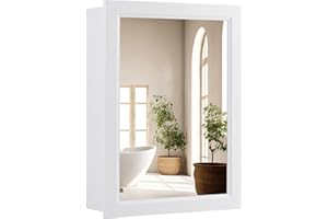 LIFEZEAL Szafka łazienkowa z lustrem, szafka wisząca z lustrem, szafka łazienkowa z 2 półkami, lustro łazienkowe, szafka ścienna do łazienki, 50 x 16 x 66 cm, biała