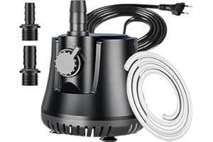 KNIFEL Aquarium Pumpe 25W 1500L/H Tauchpumpe Ultra-Leise Mini Teichpumpe Springbrunnenpumpe mit Einstellbarem Schalter und 1.5m Kabel, 2 Düsen wasserpumpe für Teich, Aquarien, Hydrokultur, Brunnen