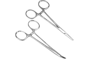 NUMLOT Pinza per Pesca,Pinzette piercing,2 Diversi Tipi pinze emostatica in Acciaio Inox,Adatto per La Pesca,Spennare Animali Domestici,Bloccaggio per Pulizia dell'Orecchio di Animali Domestici,12.5cm