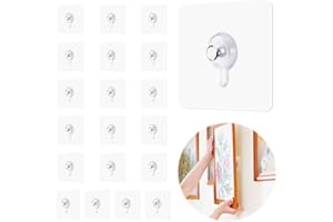 ISOI 20PCS Self Adhesive Wall Nail, No Drilling Frame Hanging Hook, Transparent Adhesive Hooks Strong Adhesive Hooks Hanging Picture Hanging Removable for Wall Art Mirror Living Room Bathroom Kitchen Home